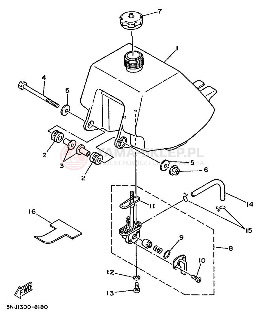 Schemat "zbiornik paliwa" do Yamaha YF60