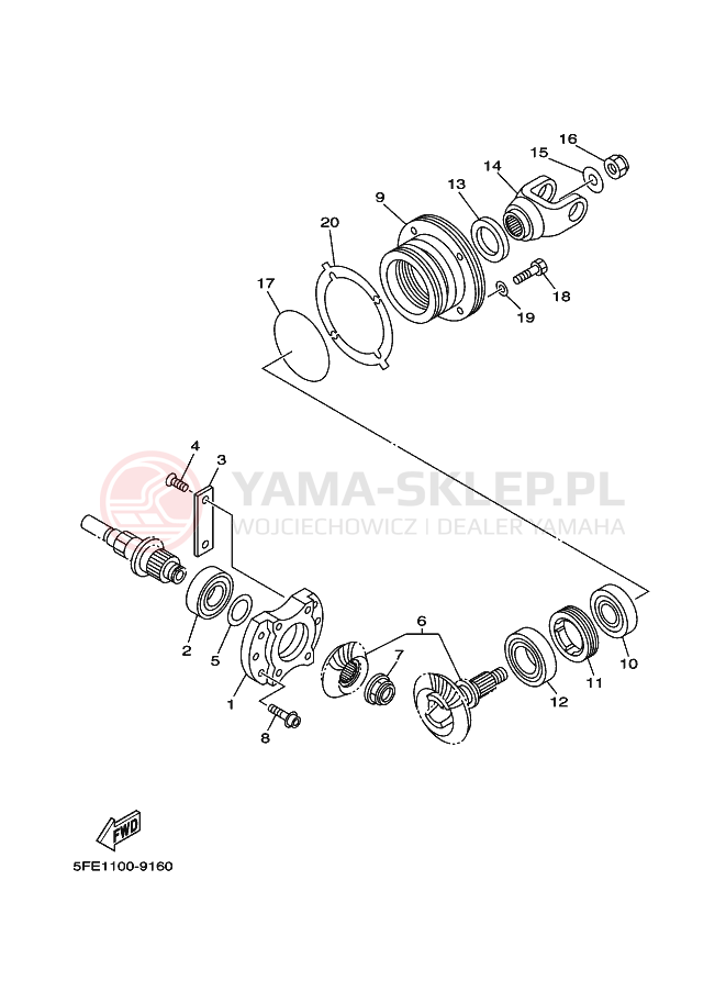 Schemat "Przeniesienie napędu" do Yamaha YFM350UB