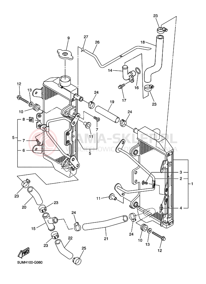 Schemat "Układ chlodzenia" do Yamaha WR250F