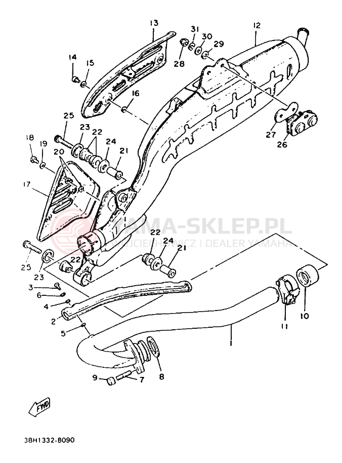 Schemat "Wydech końcowy" do Yamaha XT500