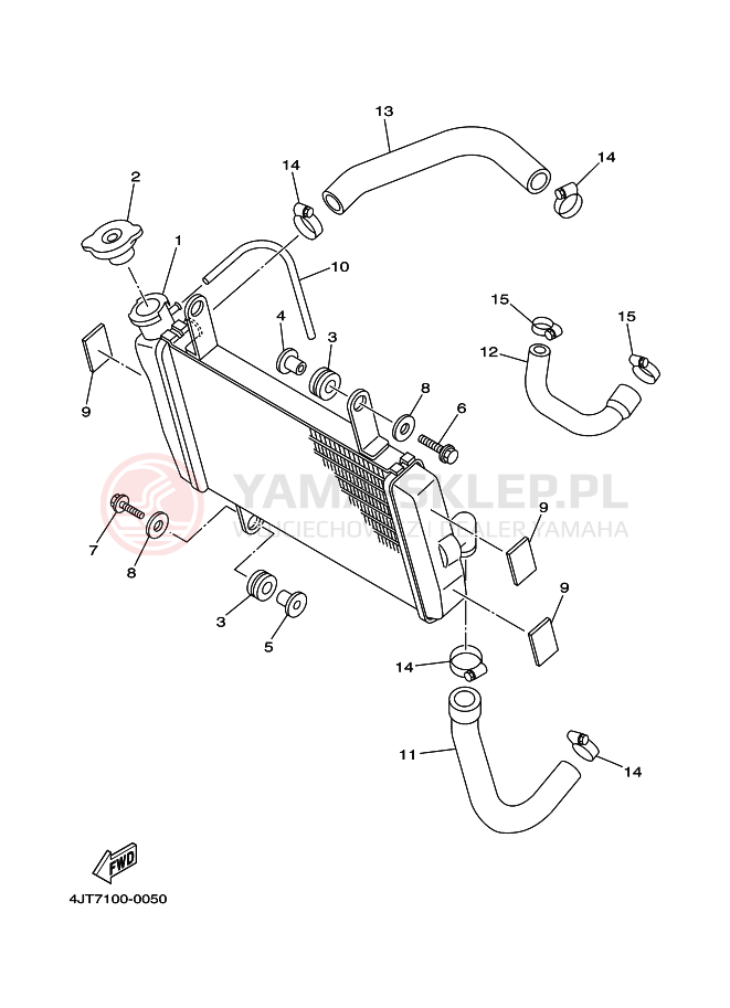 Schemat "Węże chłodnicy" do Yamaha TZ125