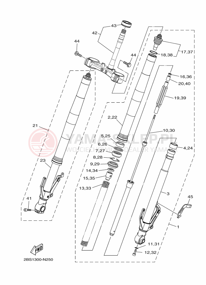 Schemat "Amortyzatory przód" do Yamaha XT1200Z SUPER TÉNÉRÉ ABS