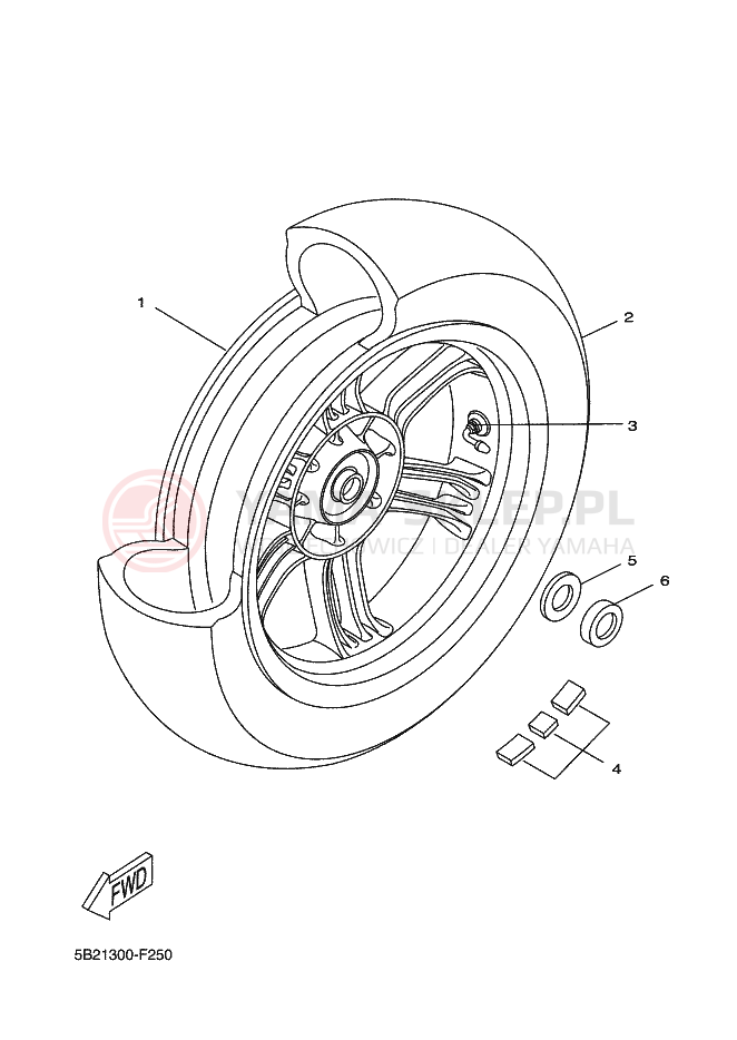 Schemat "Koło tył" do Yamaha VP250