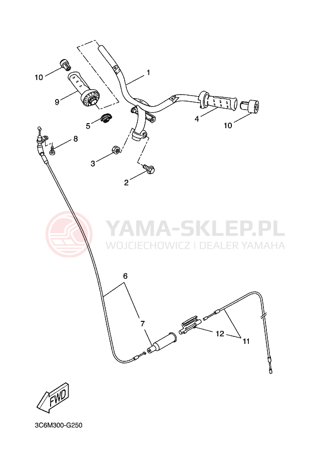 Schemat "Kierownica i osprzęt" do Yamaha AEROX