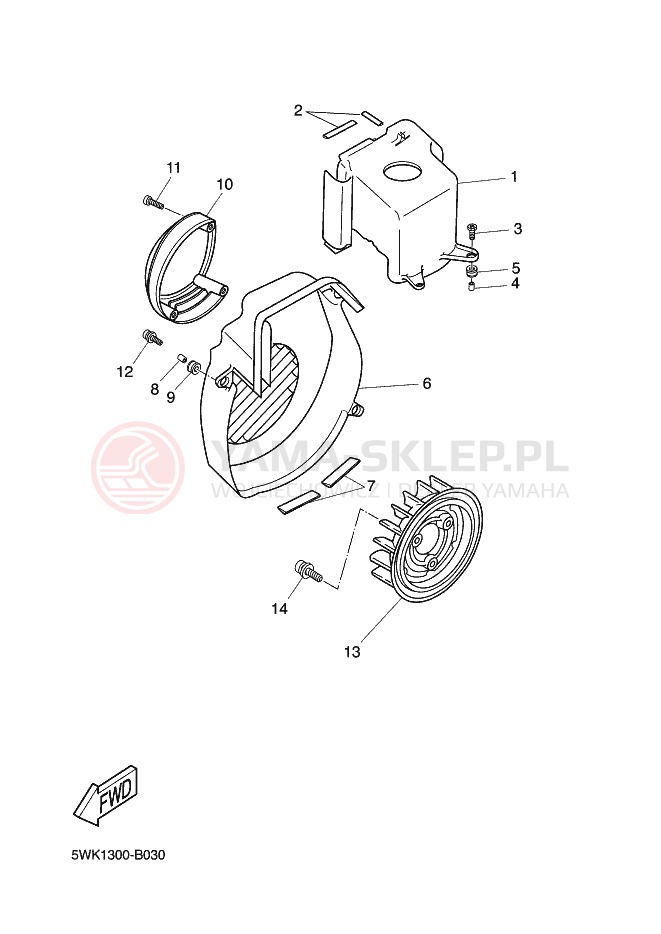 Schemat "Osłona powietrza - wentylator" do Yamaha BWS