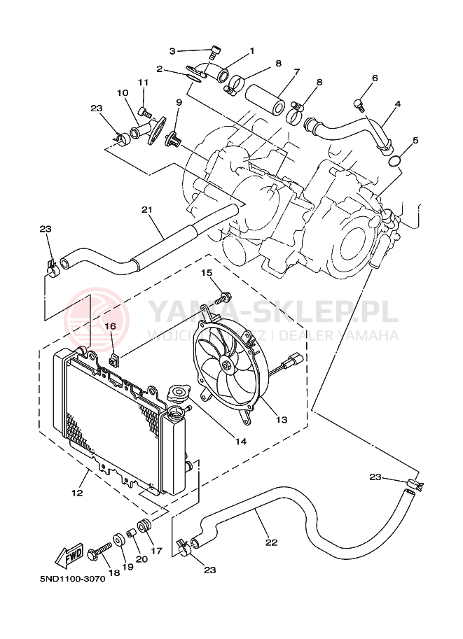 Schemat "Układ chlodzenia" do Yamaha KODIAK 4WD