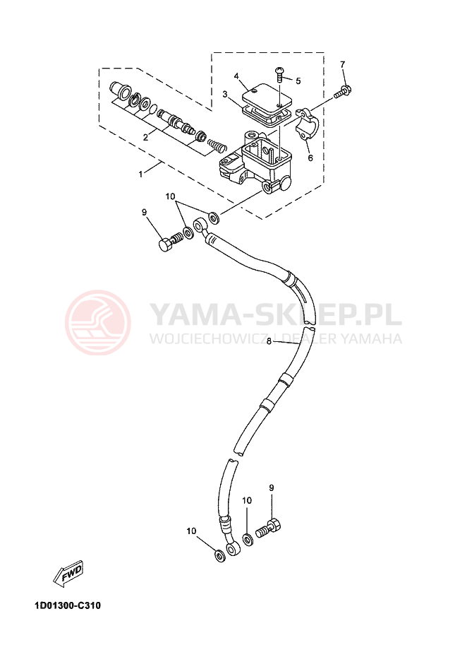 Schemat "Pompa hamulcowa przednia" do Yamaha DT125X