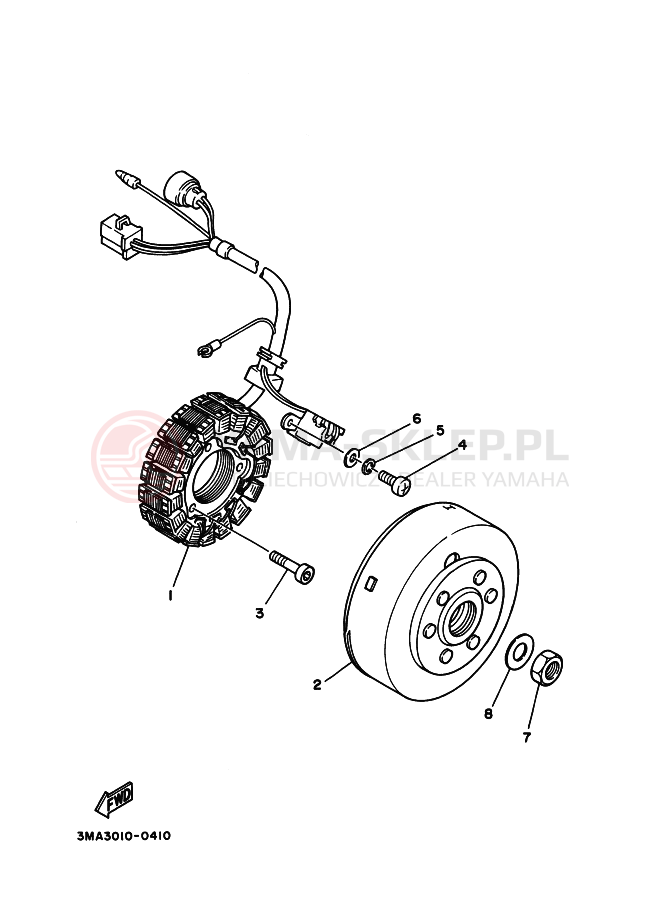 Schemat "prądnica" do Yamaha TZR250SP