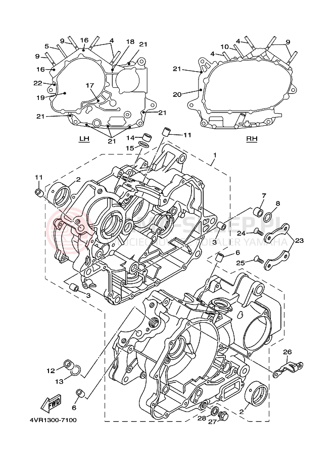 Schemat "Pokrywa silnika" do Yamaha XVS650 DRAGSTAR
