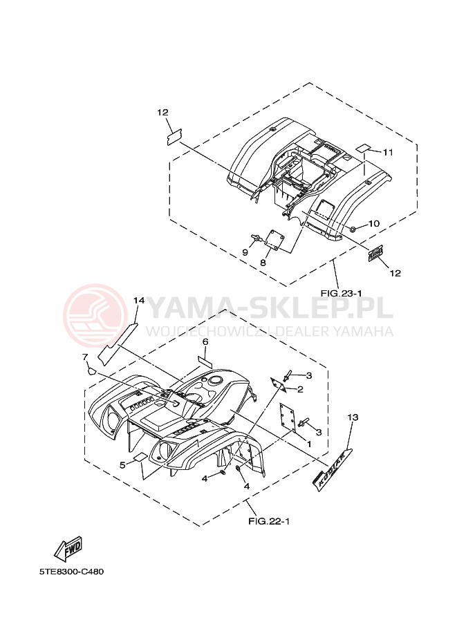 Schemat "naklejki" do Yamaha KODIAK 4WD
