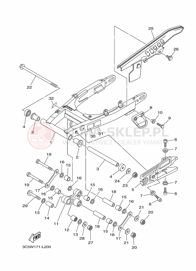 Schemat "wahacz" do Yamaha XT250