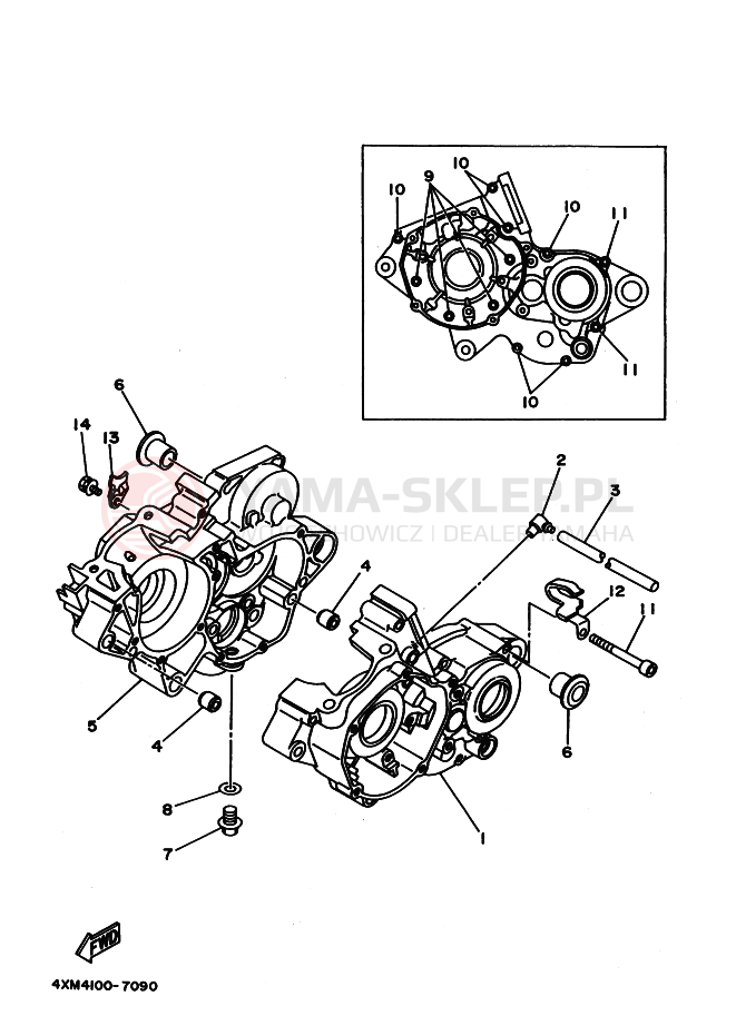 Schemat "Pokrywa silnika" do Yamaha YZ125