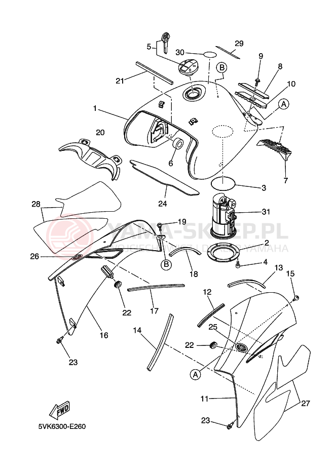 Schemat "zbiornik paliwa" do Yamaha XT660R