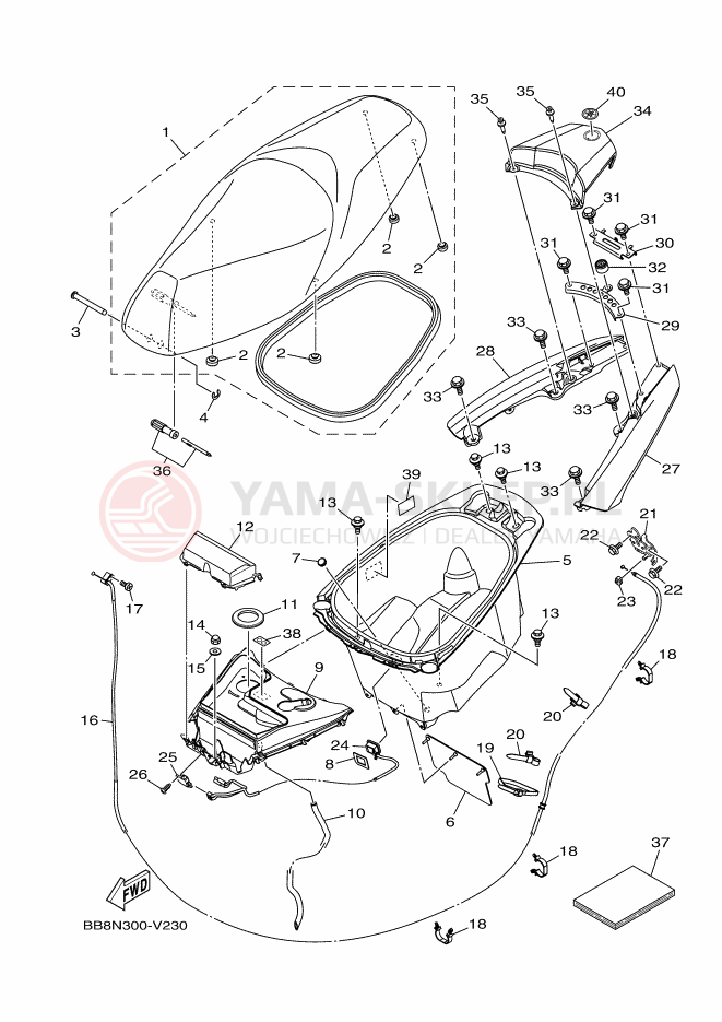 Schemat "siedzenie" do Yamaha TRICITY 155