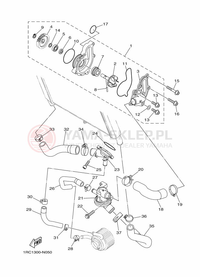 Schemat "Pompa wody" do Yamaha MT-09 ABS