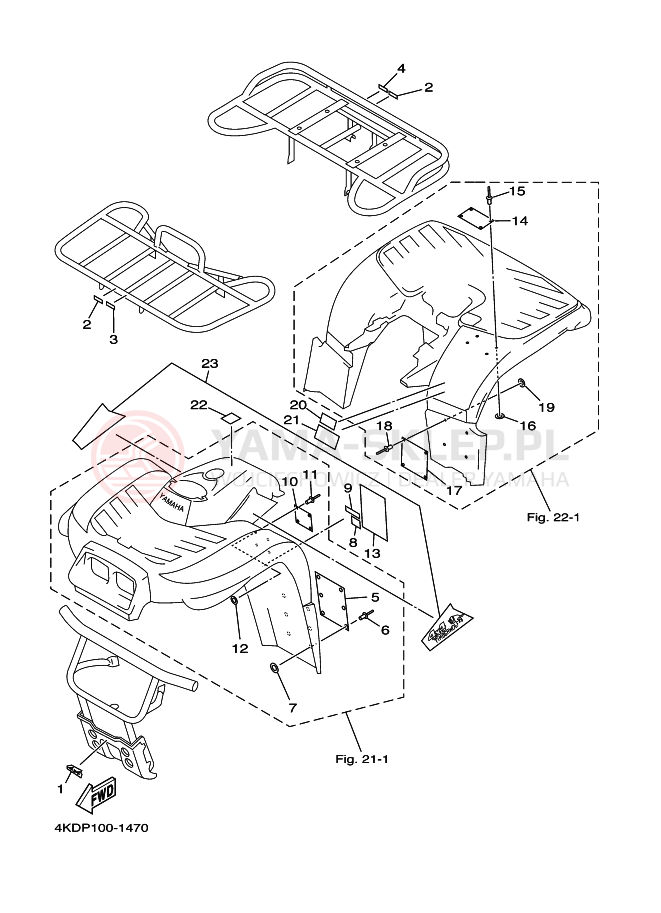 Schemat "naklejki" do Yamaha YFB250FW
