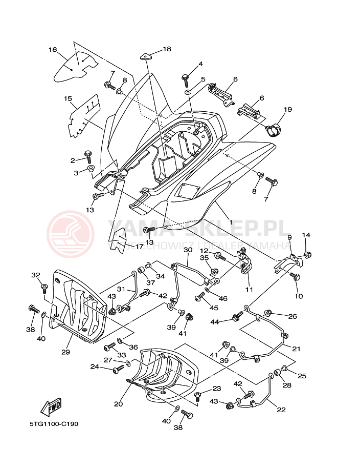Schemat "TYLNY BŁOTNIK" do Yamaha YFZ450T