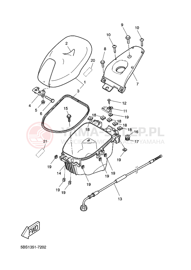 Schemat "SIEDZENIE I NOSIDŁO" do Yamaha AEROX