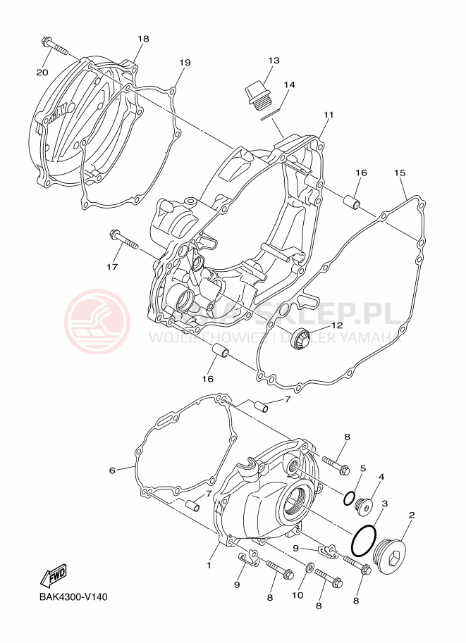 Schemat "Pokrywa silnika" do Yamaha WR250F