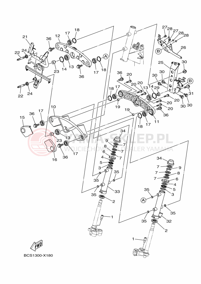 Schemat "Półki zawieszenia" do Yamaha TRICITY 125
