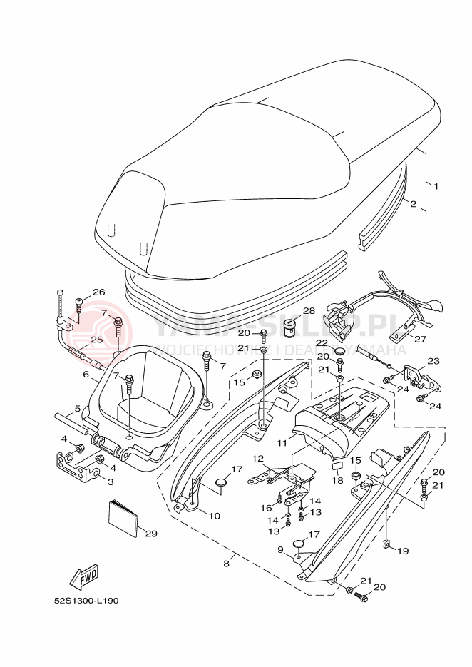 Schemat "siedzenie" do Yamaha XENTER