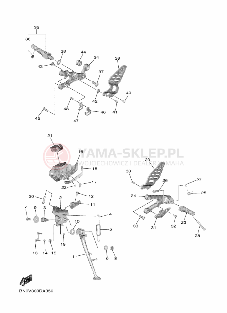 Schemat "Stopka postojowa i podnóżki" do Yamaha YZF-R6