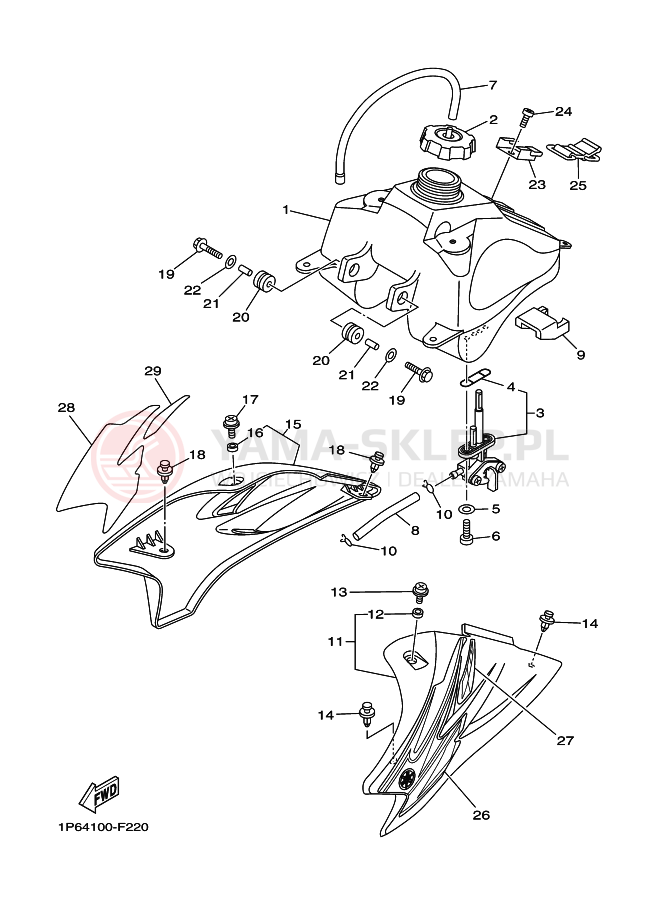 Schemat "zbiornik paliwa" do Yamaha TT-R50E