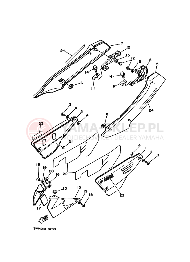 Schemat "Pokrywa boczna" do Yamaha SRX250