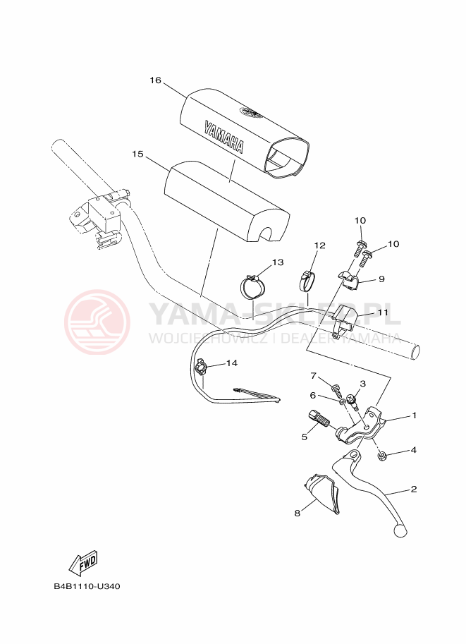 Schemat "Kierownica i osprzęt" do Yamaha YZ85LW