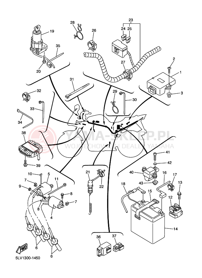 Schemat "układ elektryczny" do Yamaha FZS1000 FAZER