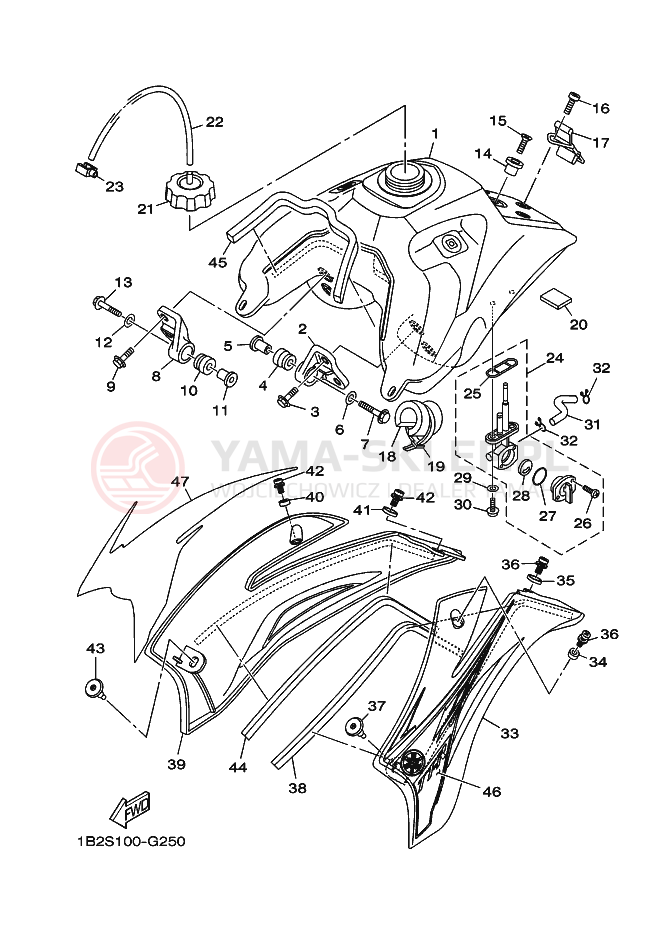 Schemat "zbiornik paliwa" do Yamaha TT-R125LWE