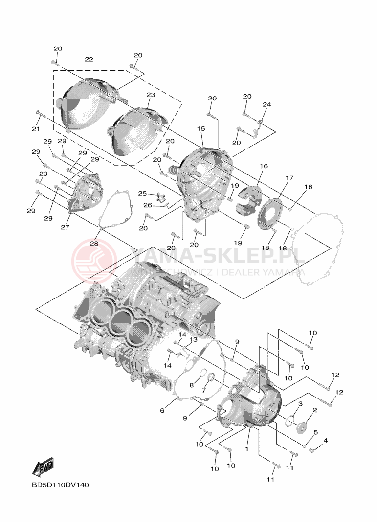 Schemat "Pokrywa silnika" do Yamaha NIKEN GT
