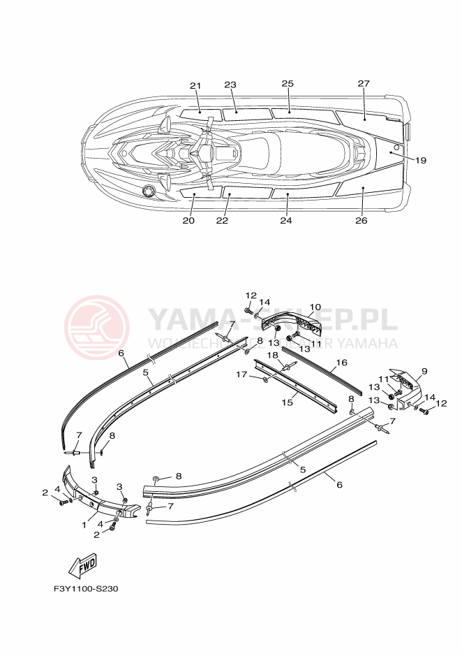 Schemat "GUNWALE - MAT" do Yamaha EX SPORT