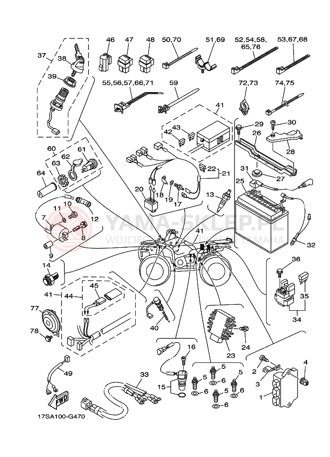 Schemat "układ elektryczny" do Yamaha GRIZZLY 450