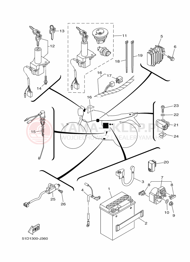 Schemat "układ elektryczny" do Yamaha YBR125ED