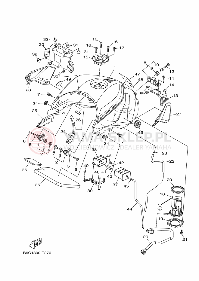 Schemat "zbiornik paliwa" do Yamaha MT-09 SP