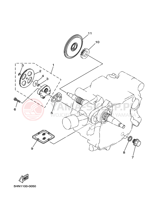 Schemat "Pompa olejowa" do Yamaha TTR90