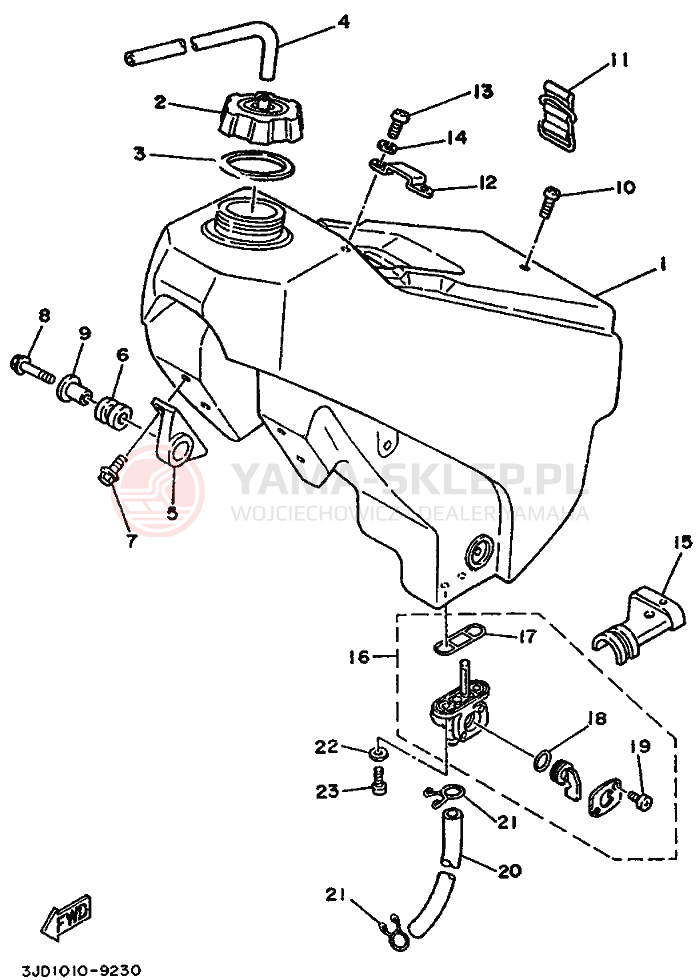 Schemat "zbiornik paliwa" do Yamaha YZ125