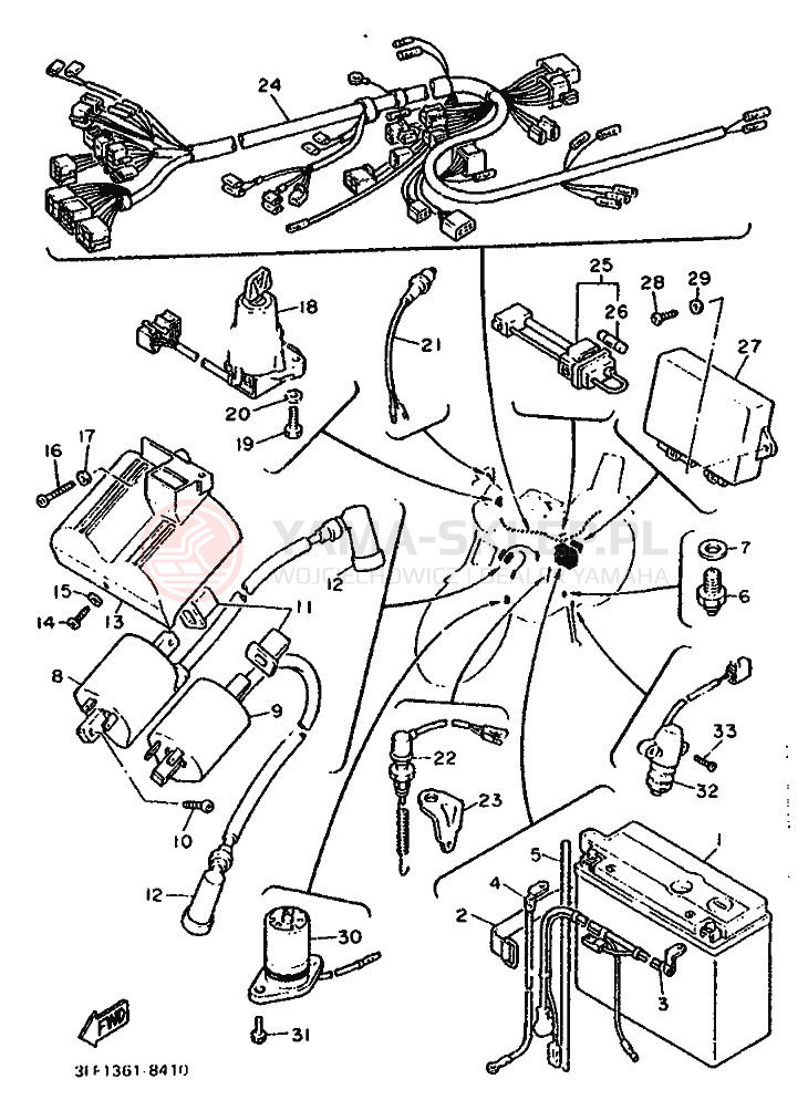 Schemat "układ elektryczny" do Yamaha XV1100 VIRAGO