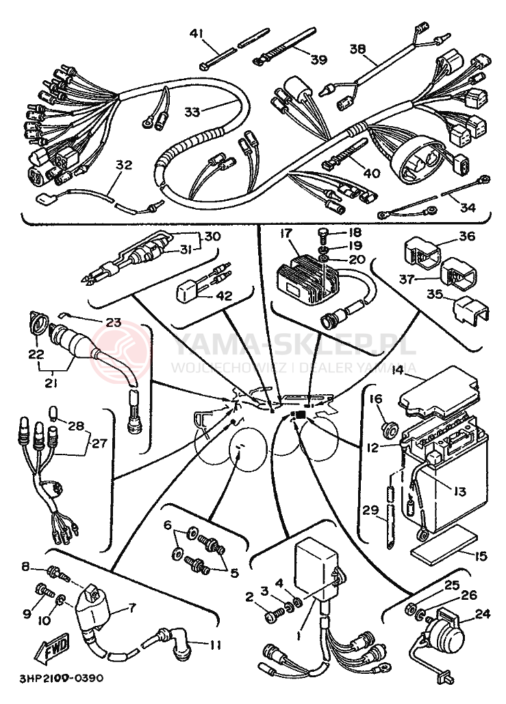 Schemat "układ elektryczny" do Yamaha YFM350ER