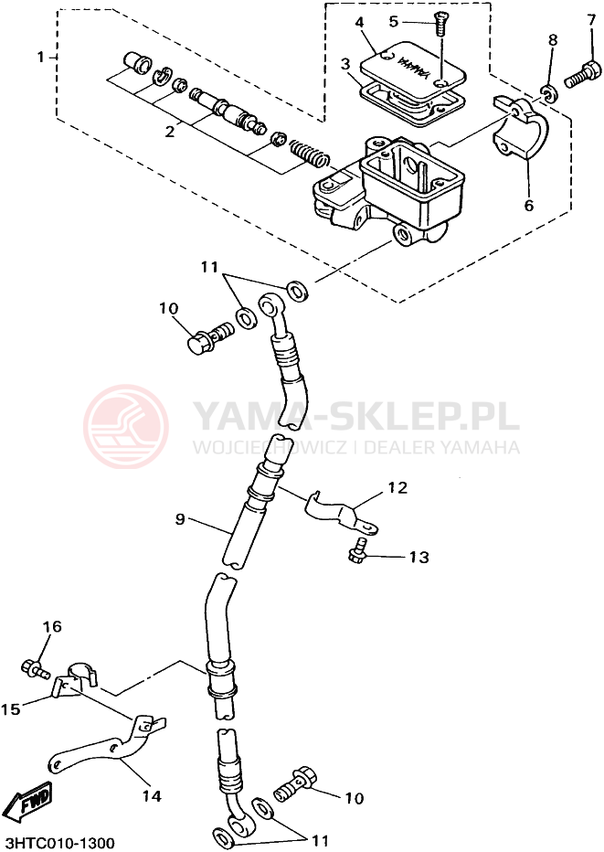 Schemat "Pompa hamulcowa przednia" do Yamaha SR400