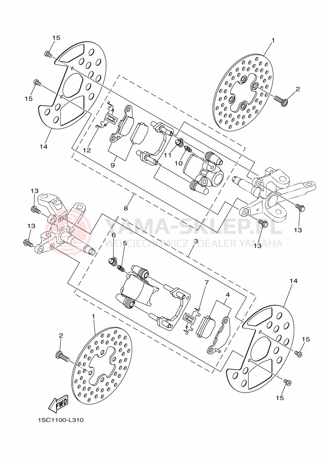 Schemat "Koło przód" do Yamaha YFM300