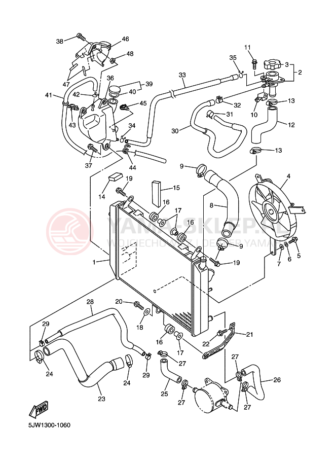 Schemat "Układ chlodzenia" do Yamaha FJR1300