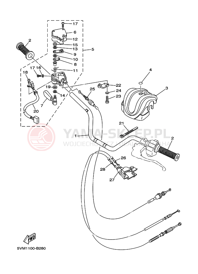 Schemat "Kierownica i osprzęt" do Yamaha BLASTER