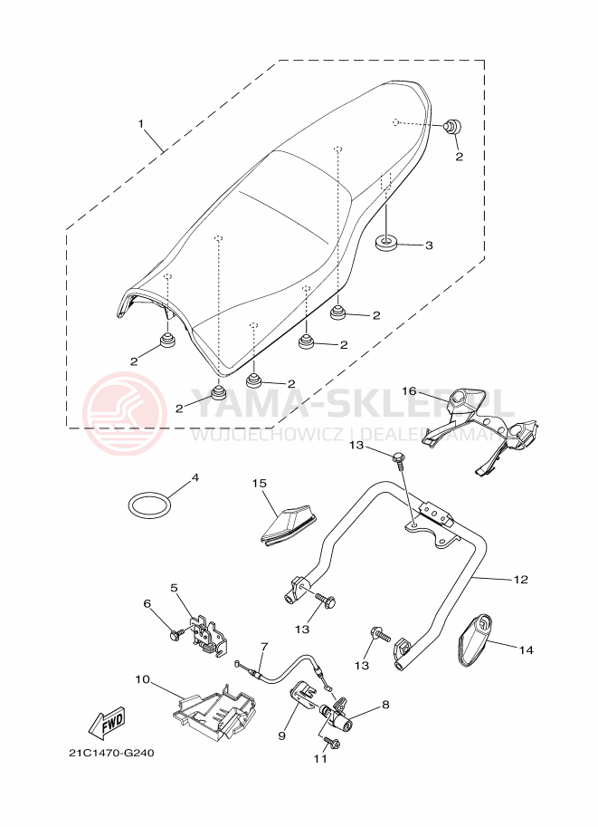 Schemat "siedzenie" do Yamaha FZ16