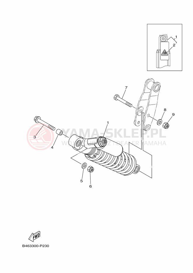 Schemat "zawieszenie tył" do Yamaha YFM700R