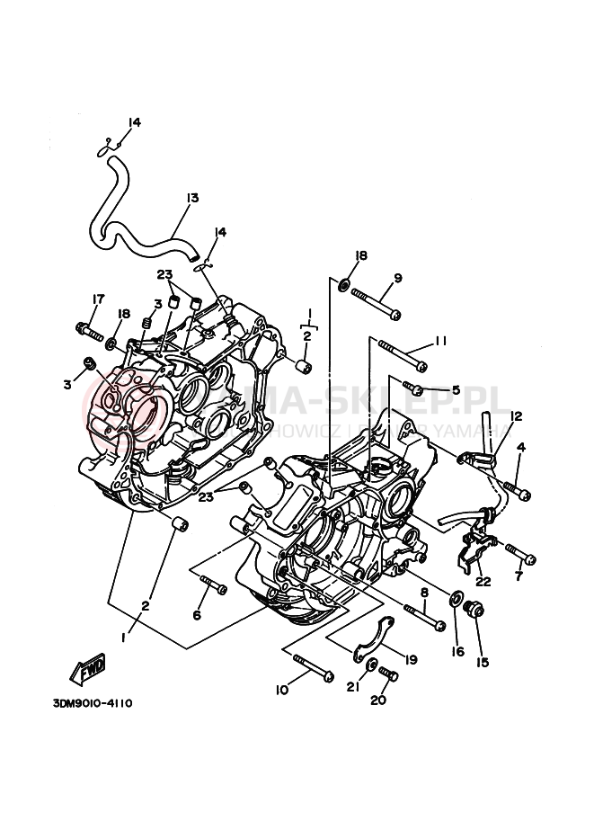 Schemat "Obudowa silnika" do Yamaha XV250 VIRAGO