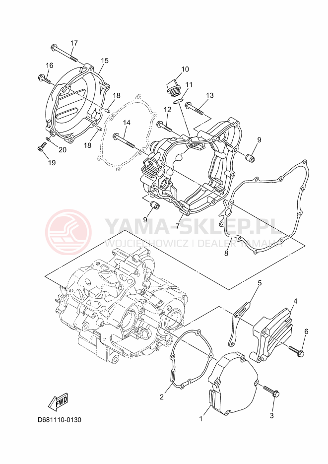 Schemat "Pokrywa silnika" do Yamaha YZ125