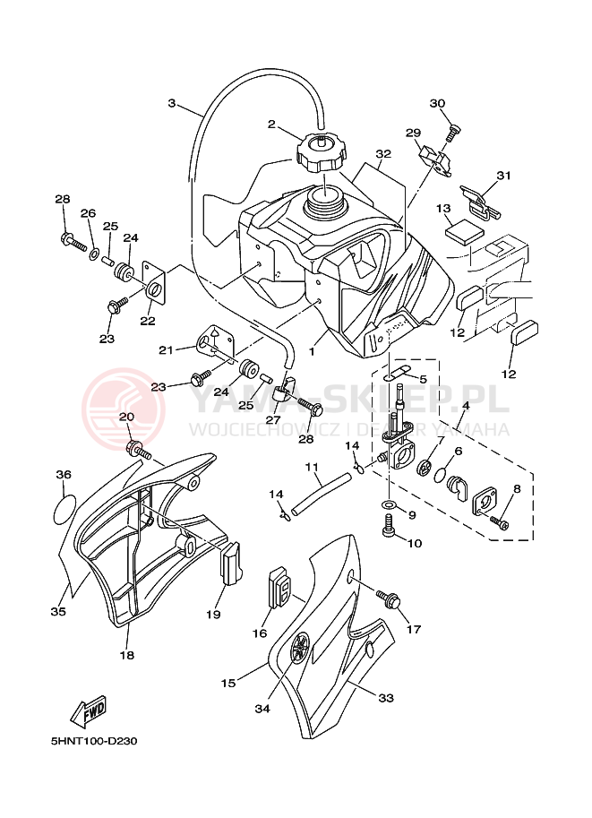 Schemat "zbiornik paliwa" do Yamaha TT-R90E