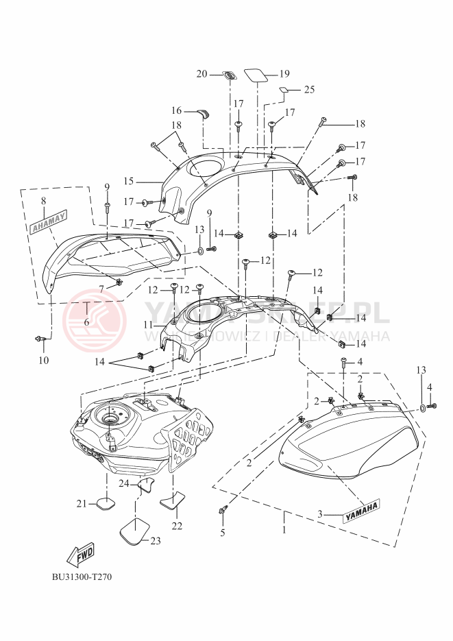 Schemat "zbiornik paliwa" do Yamaha XSR700